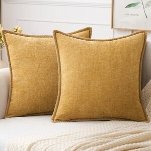 MIULEE Pack of 2 Fall Couch Throw Pillow Covers 18x18 Inch Gold